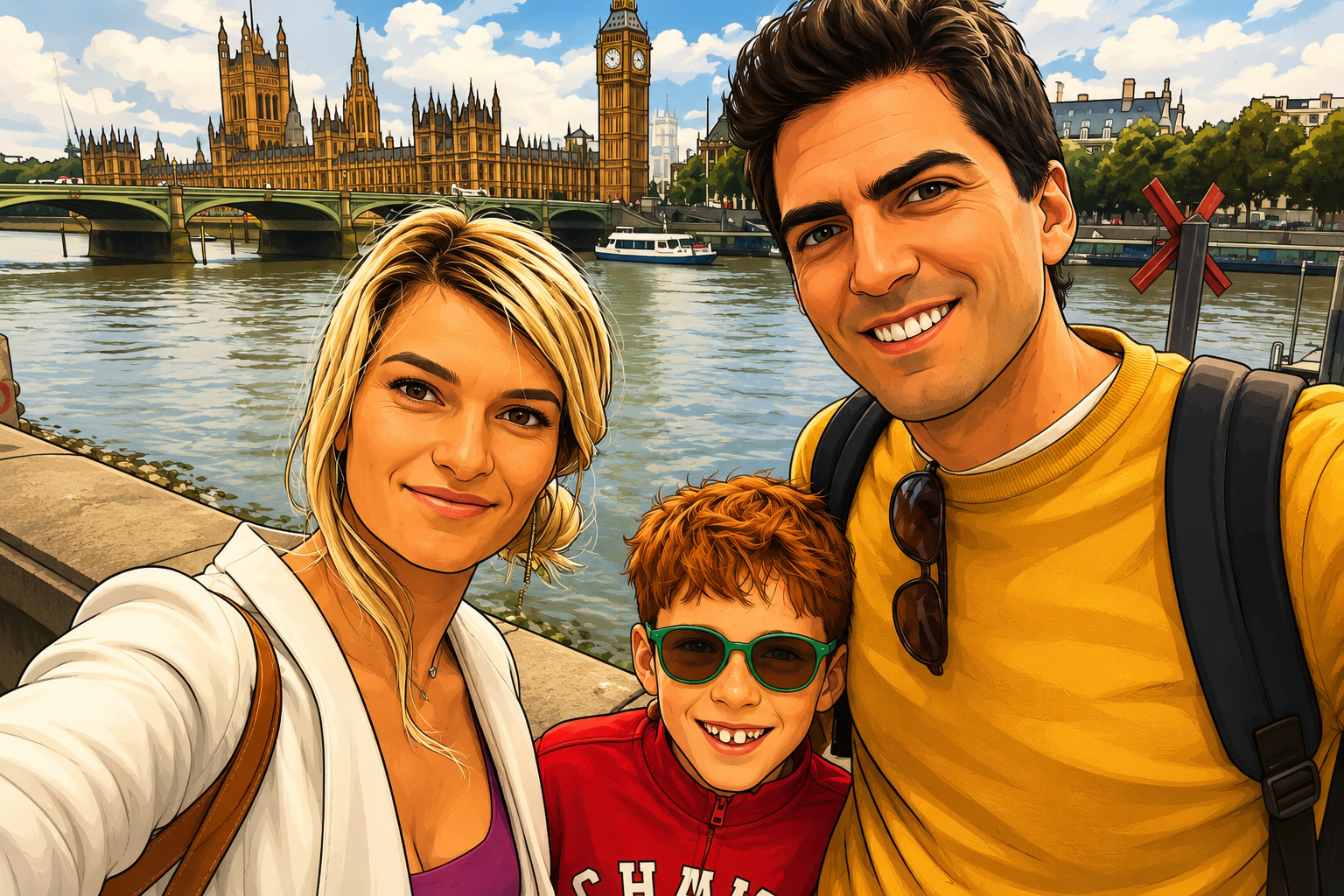 Carlo family cartoon in London
